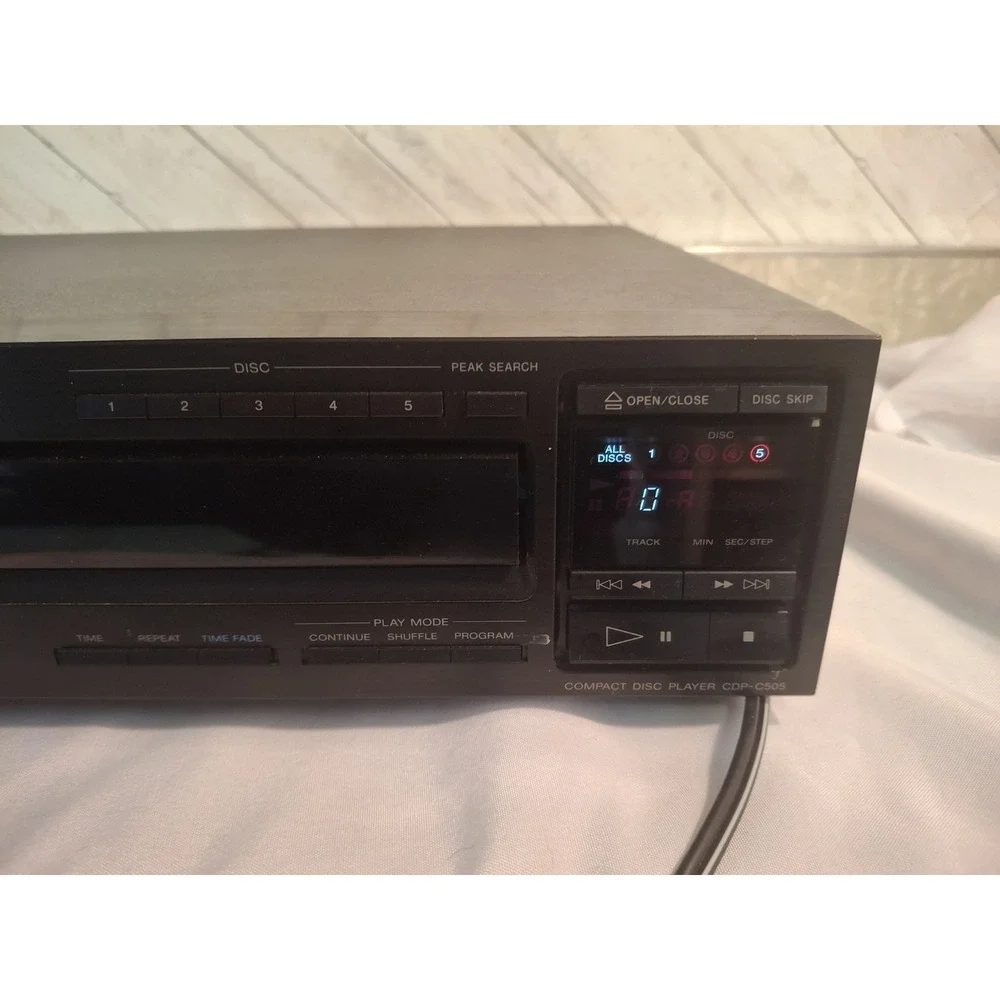 Sony CDP-C505 5-Disc Carousel CD Player Black Vintage 1990 Hi-Fi Audio NO REMOTE
